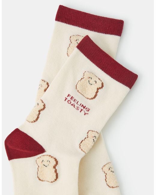 Accessorize White Toast Print Socks