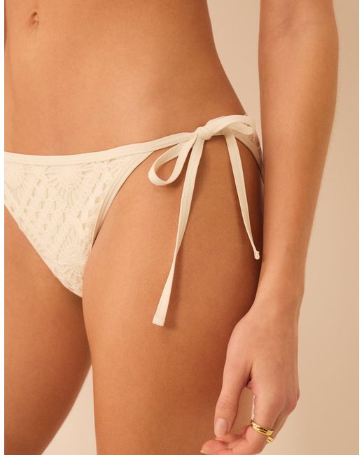 Accessorize Natural Crochet Tie Side Bikini Bottoms