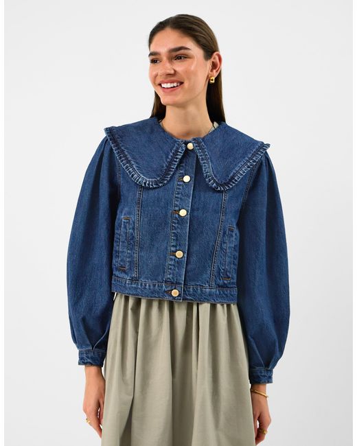 Accessorize Blue Frill Collar Denim Jacket