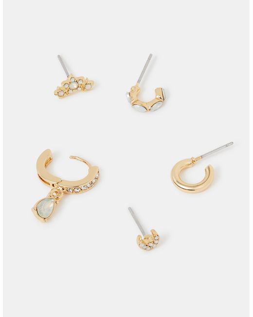 Accessorize White 5-Pack Stone Stud & Hoop Earrings