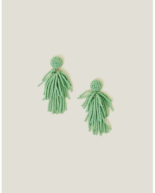 Accessorize Women's Green Short Bead Tassel Earrings
