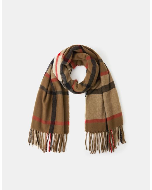 Accessorize Red Check Print Scarf