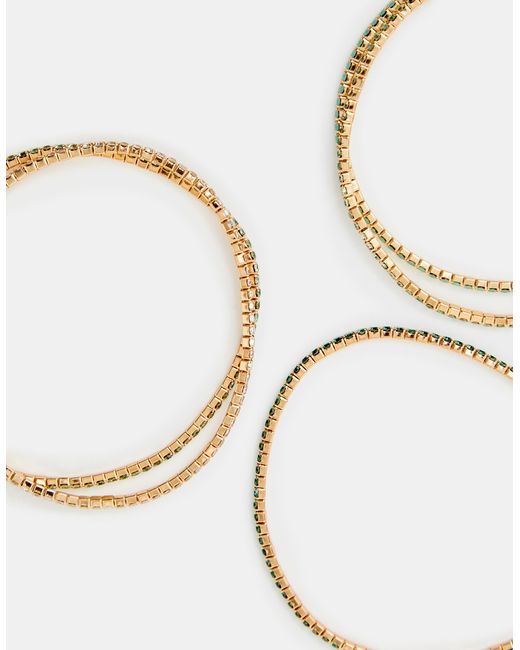 Accessorize Brown Brass/Glass Sparkle 5-Pack Stretch Bracelets