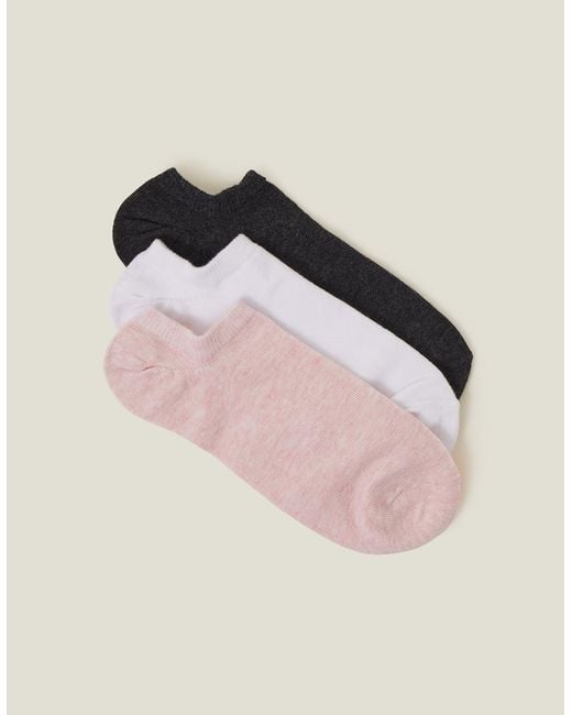 Accessorize Pink Cotton 3-Pack Trainer Socks