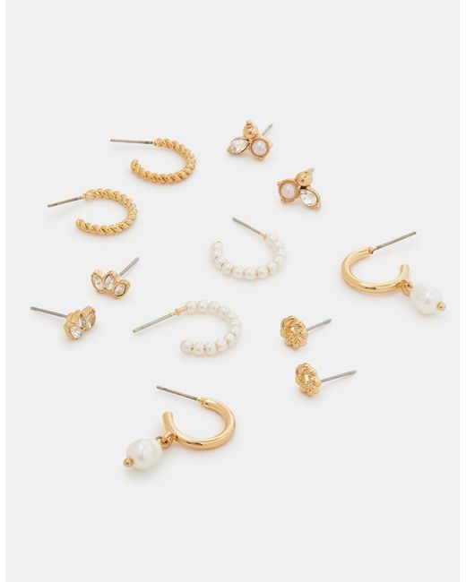 Accessorize White 6-Pack Pearl Stud & Hoop Earrings