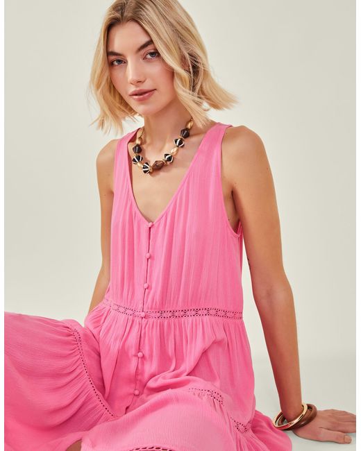 Accessorize Lace Insert Swing Dress Pink