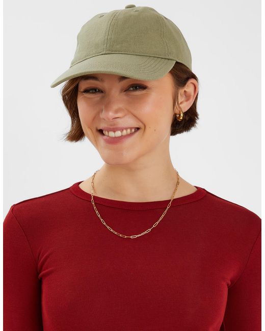 Accessorize Green Twill Baseball Cap