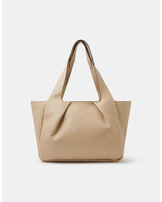 Accessorize Natural Pleated Faux Leather Shoulder Bag