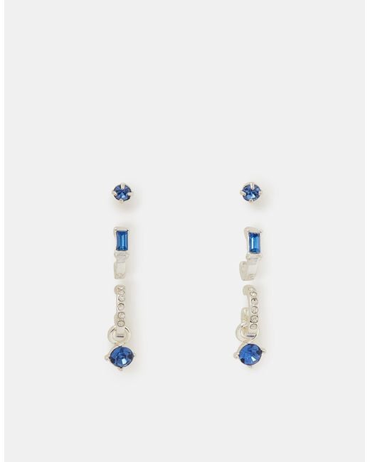 Accessorize Multicolor 3-Pack Sparkle Hoop Stud Earrings