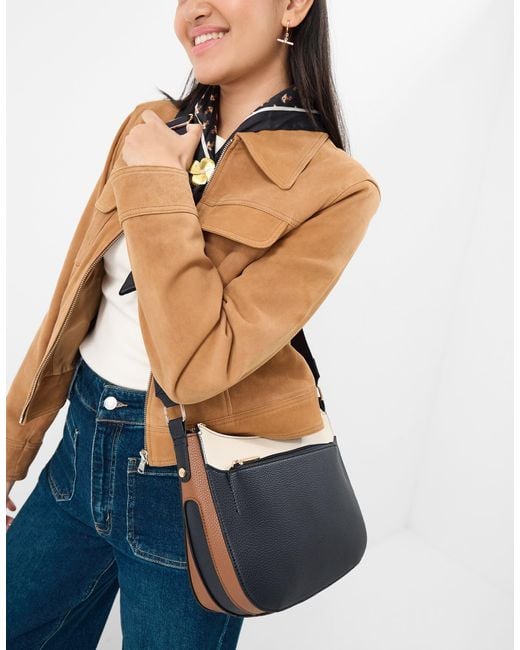 Accessorize Blue Leather Colour Block Crossbody Bag