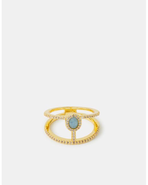 Accessorize Metallic 14Ct-Plated Light Sapphire Double Band Ring