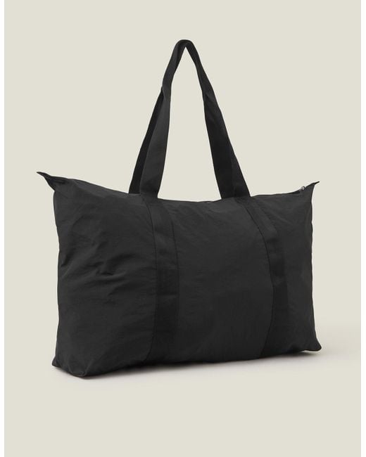 Accessorize Black Nylon Packable Travel Weekender Bag