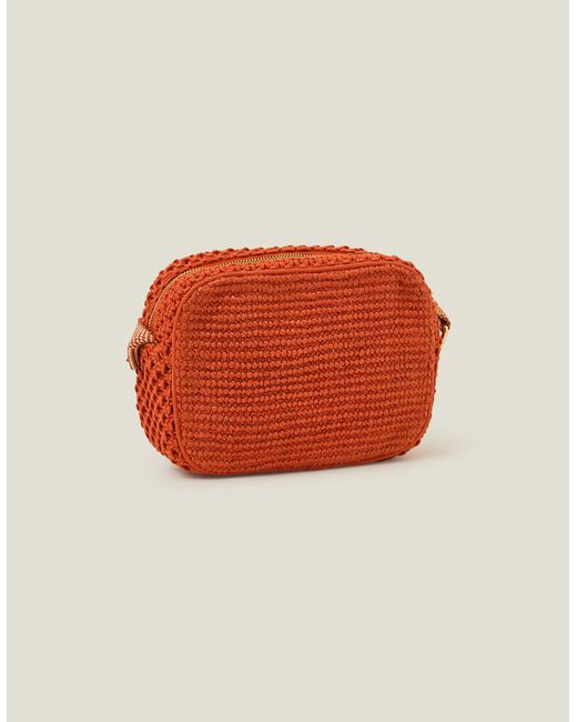 Accessorize Red Women's Orange Macrame Camera Bag