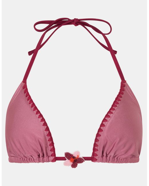 Accessorize Red Whipstitch Triangle Bikini Top