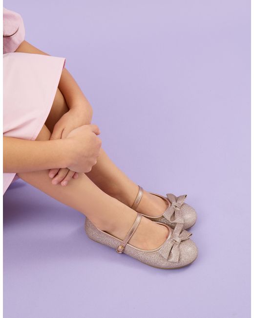 Accessorize Pink Bow Glitter Ballet Flats