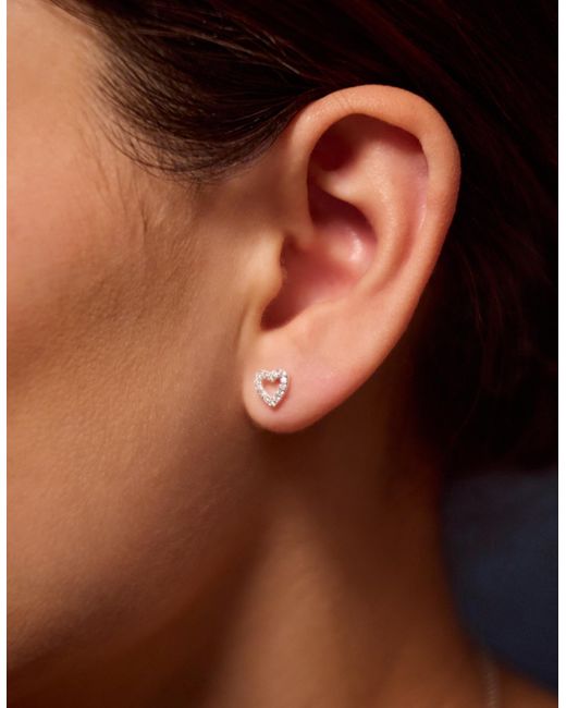 Accessorize White Sterling Heart Flatback Stud