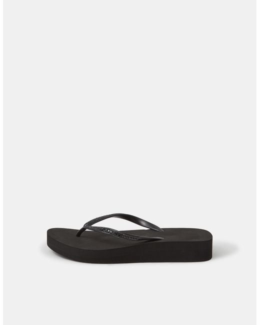Accessorize Black Embellished Wedge Flip Flops