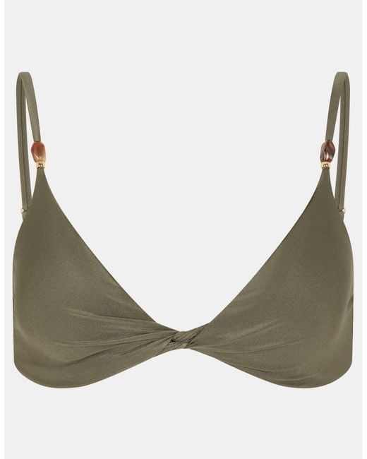 Accessorize Brown Twist Front Beaded Strap Bikini Top