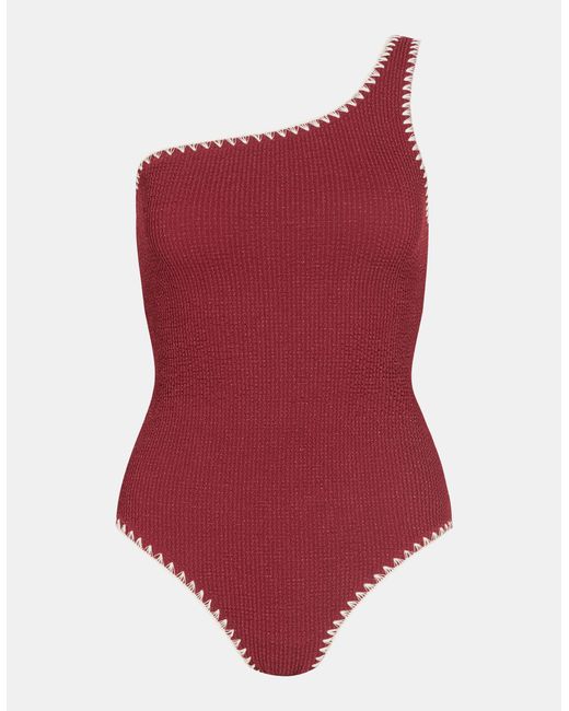 Accessorize Red One-Shoulder Shaping Swimsuit