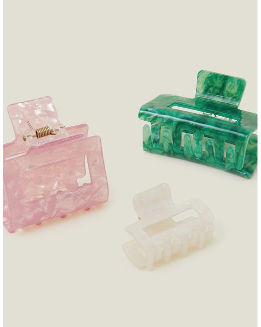 Accessorize Women's Green 3-pack Marble Claw Clips