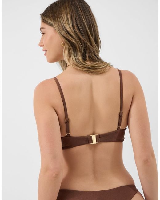 Accessorize Brown Twist Front Beaded Strap Bikini Top