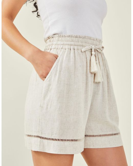 Accessorize White Women's Longline Embroidered Shorts Camel