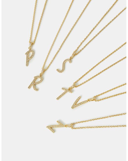 Accessorize White 14Ct-Plated Script Initial Pendant Necklace