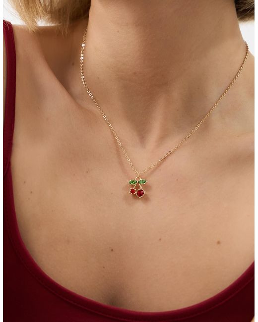 Accessorize Brown Gem Cherry Pendant Necklace