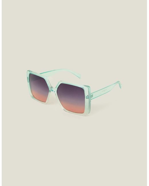 Accessorize Blue Brown Oversized Ombre Crystal Sunglasses