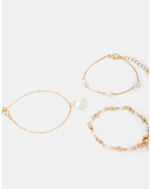 Accessorize White 3-Pack Pearl Heart Bracelets