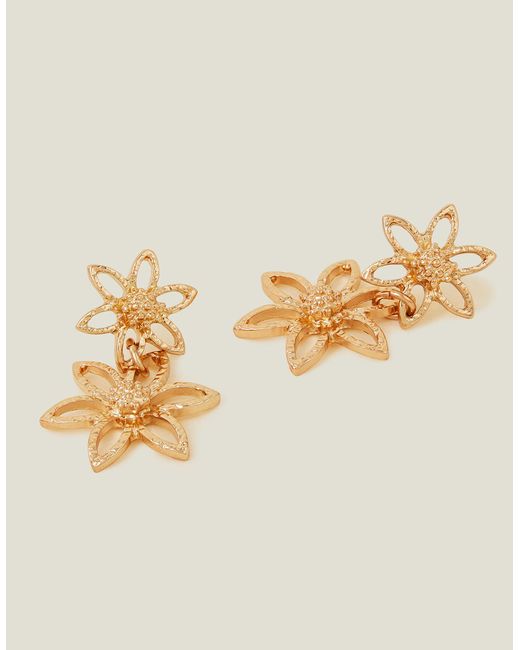 Accessorize Metallic Women's Gold Flower Statement Earrings