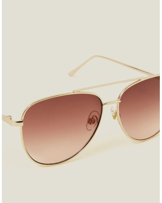 Accessorize Natural Metal Aviator Sunglasses