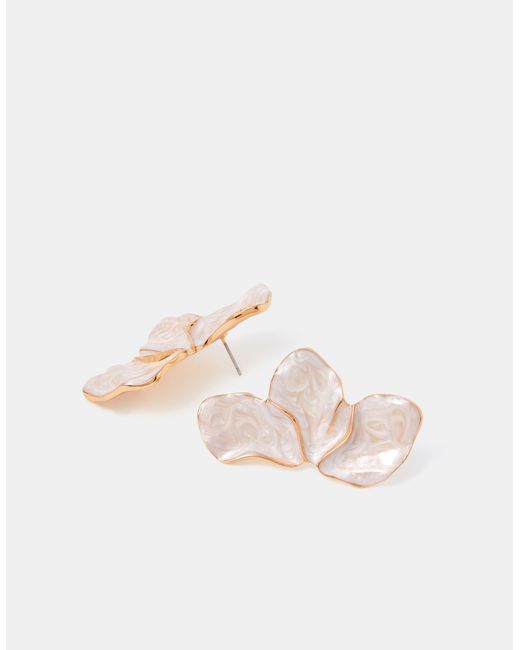 Accessorize Brown Half Flower Enamel Stud Earrings