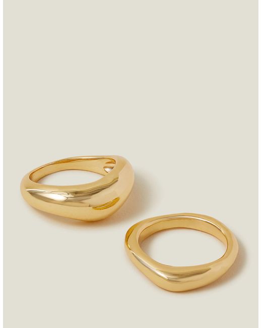 Accessorize Metallic Women's 2-pack 14ct Gold-plated Irregular Rings Gold
