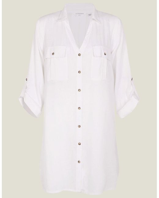 Accessorize White Long Sleeve Collared Shirt Beach