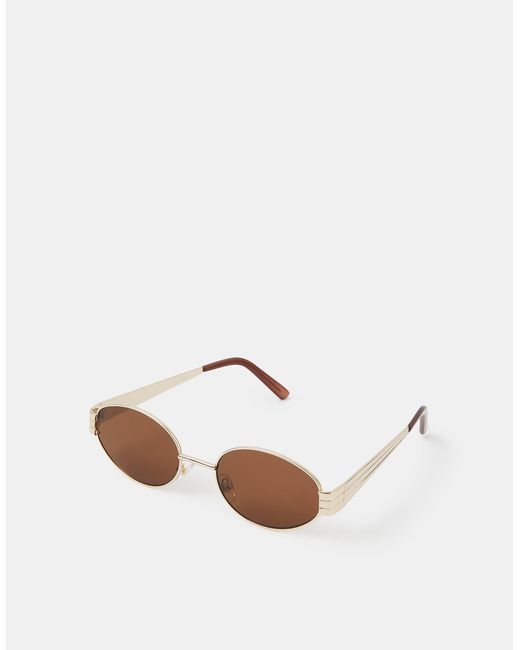 Accessorize Natural Oval Metal Sunglasses