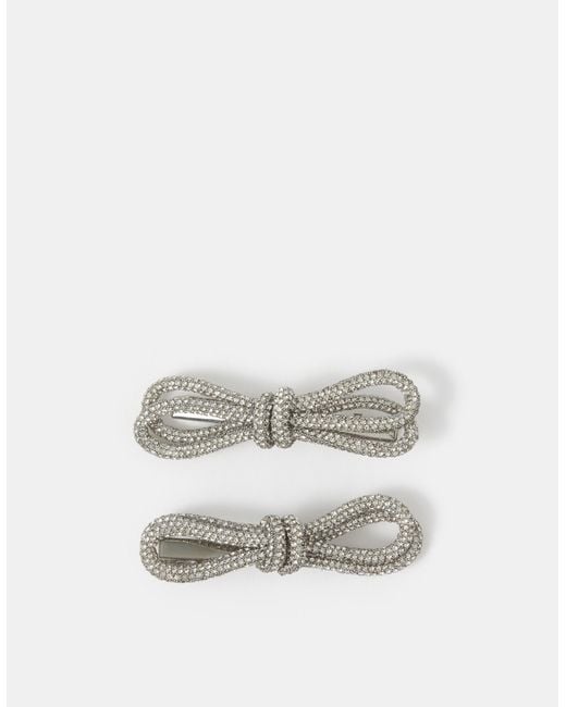 Accessorize White 2-Pack Diamanté Bow Hair Clips