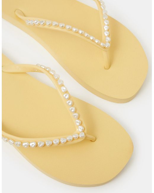 Accessorize White Pearl Flip Flops