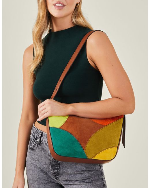 Accessorize White Women's Green/brown Patchwork Shoulder Bag