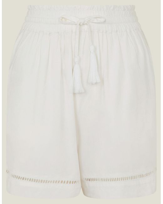Accessorize Blue Women's Longline Embroidered Shorts White