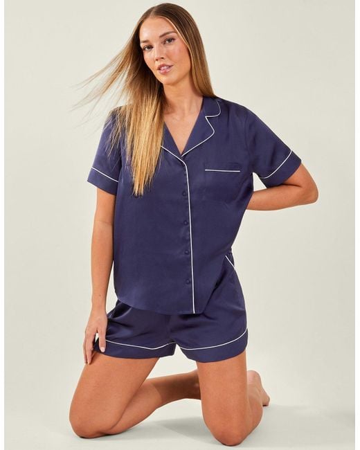 Accessorize Blue Satin Short Pyjama Set