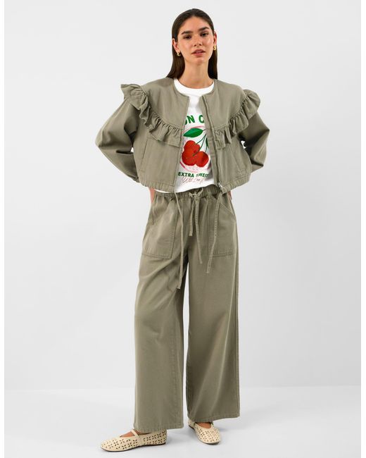 Accessorize Green Ruffle Denim Jacket