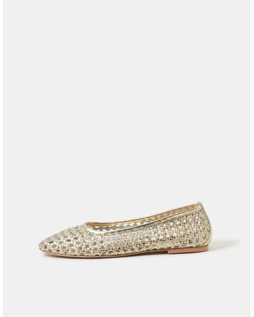Accessorize White Woven Leather Ballet Flats