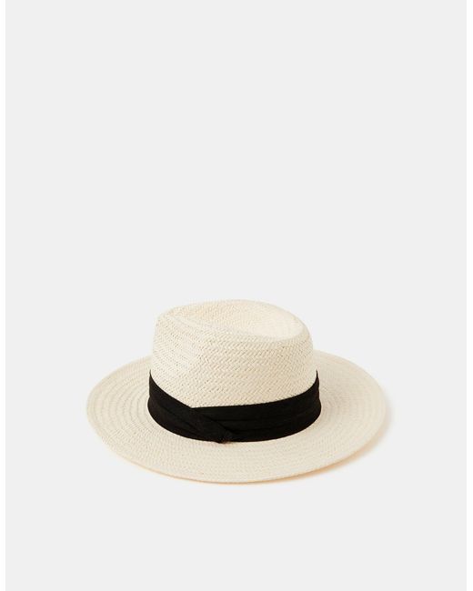 Accessorize White Louise Straw Fedora Hat
