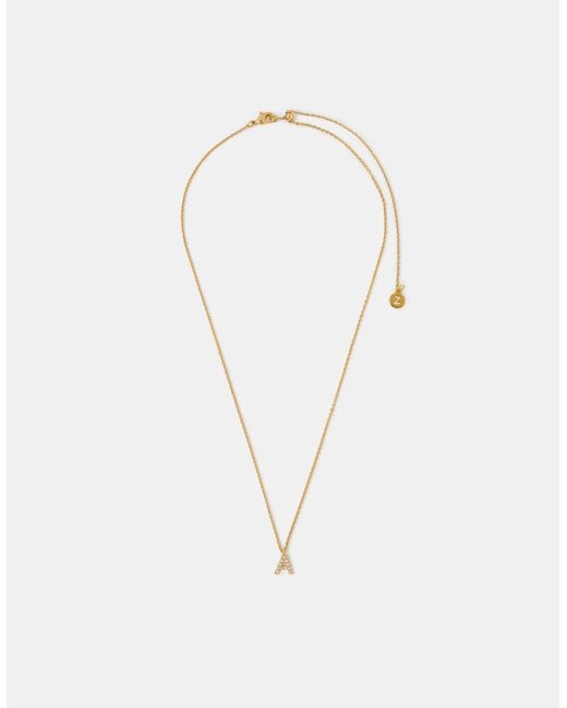 Accessorize Metallic 14Ct-Plated Stone Initial Pendant Necklace