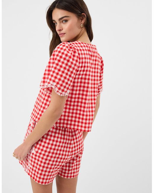 Accessorize Red Cutwork Gingham Top