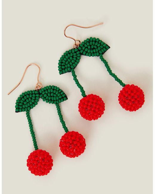 Accessorize Brown Cherry Beaded Drop Earrings