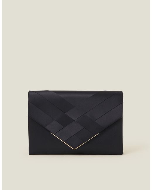 Accessorize Blue Woven Satin Envelope Clutch Bag