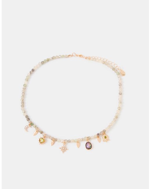 Accessorize Natural Beaded Charm Necklace