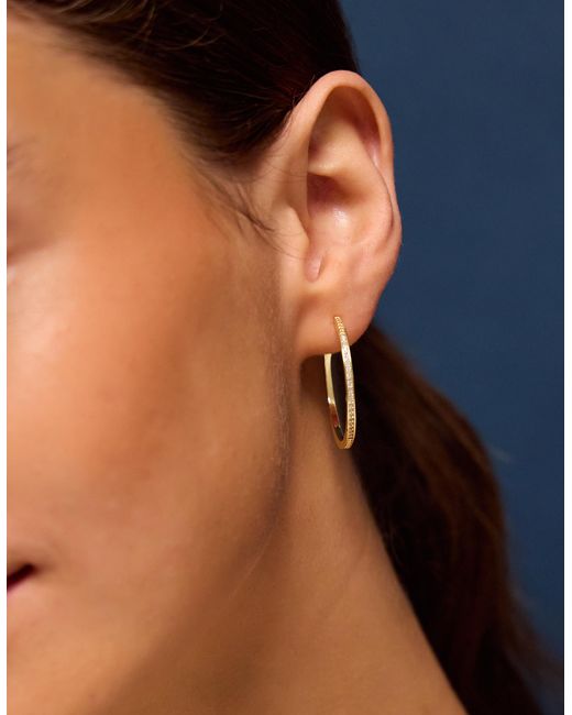 Accessorize Natural 14Ct-Plated Pavé Hoop Earrings